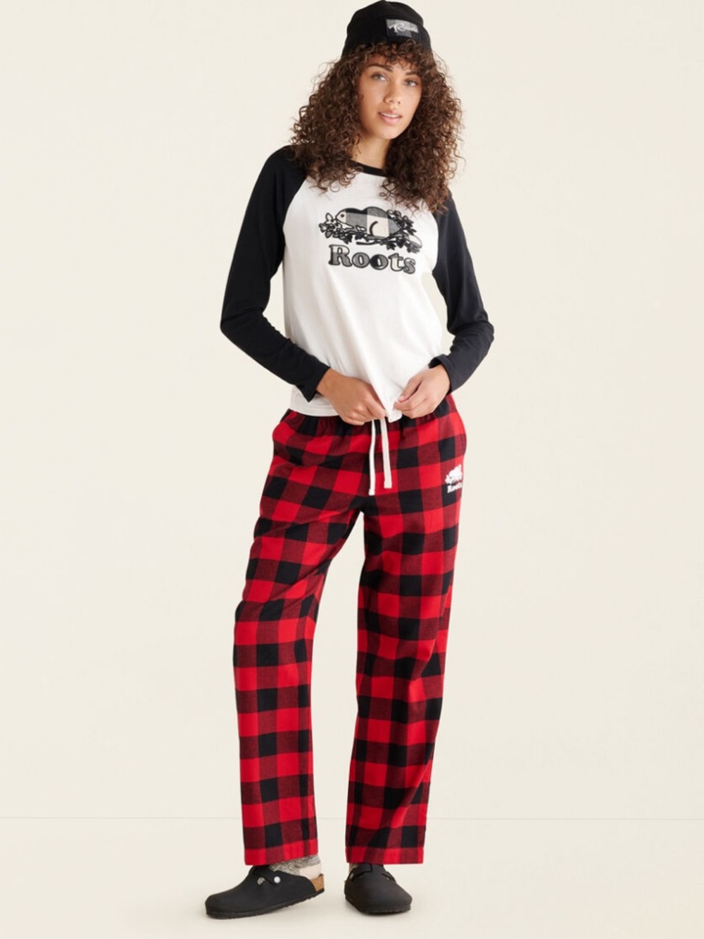 Roots Park Plaid Pyjama Pants - 100% Cotton Flannel -  Red & Black